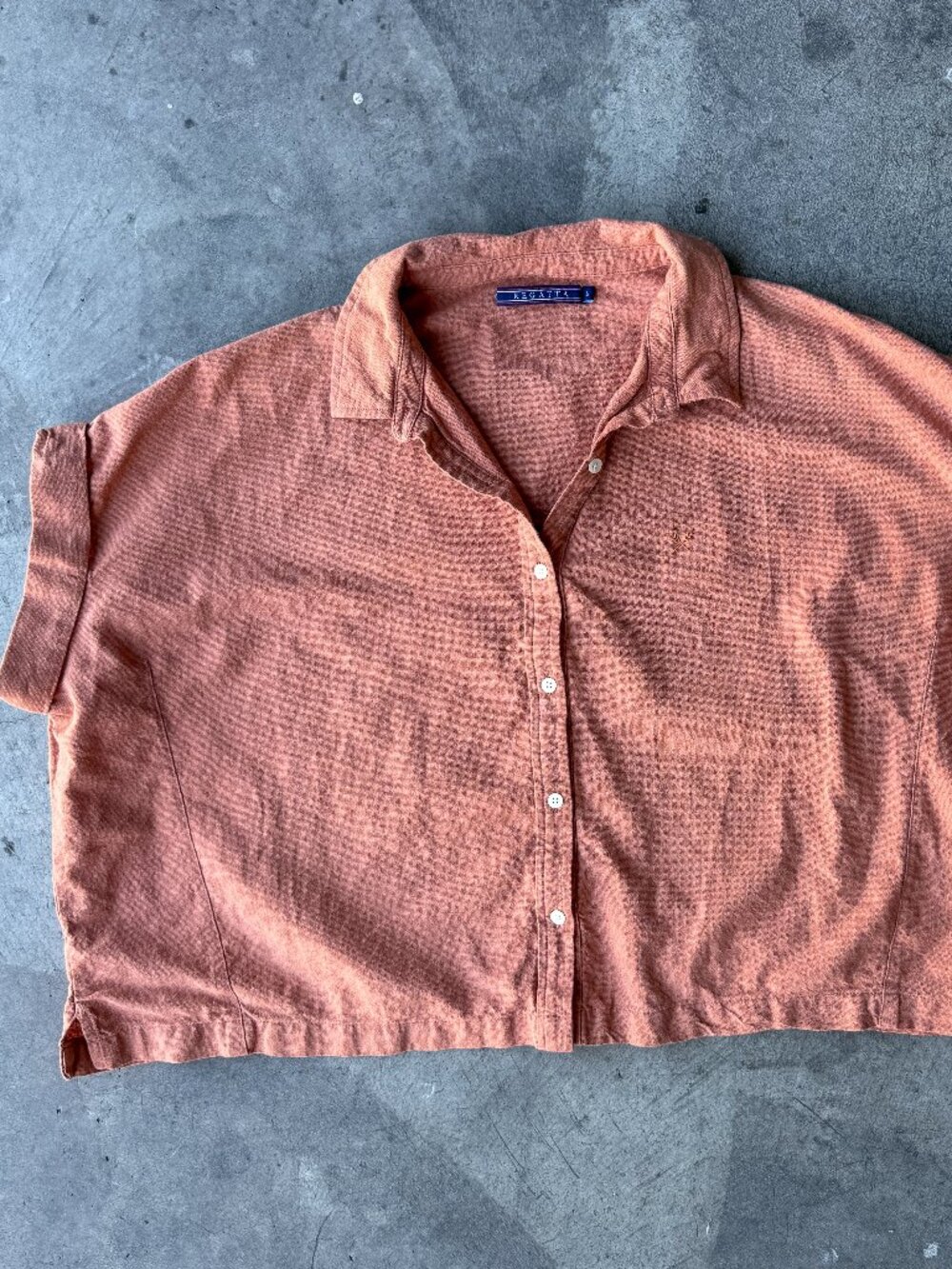 Regatta Linen Blend Button Up Shirt Salmon Pink Size L